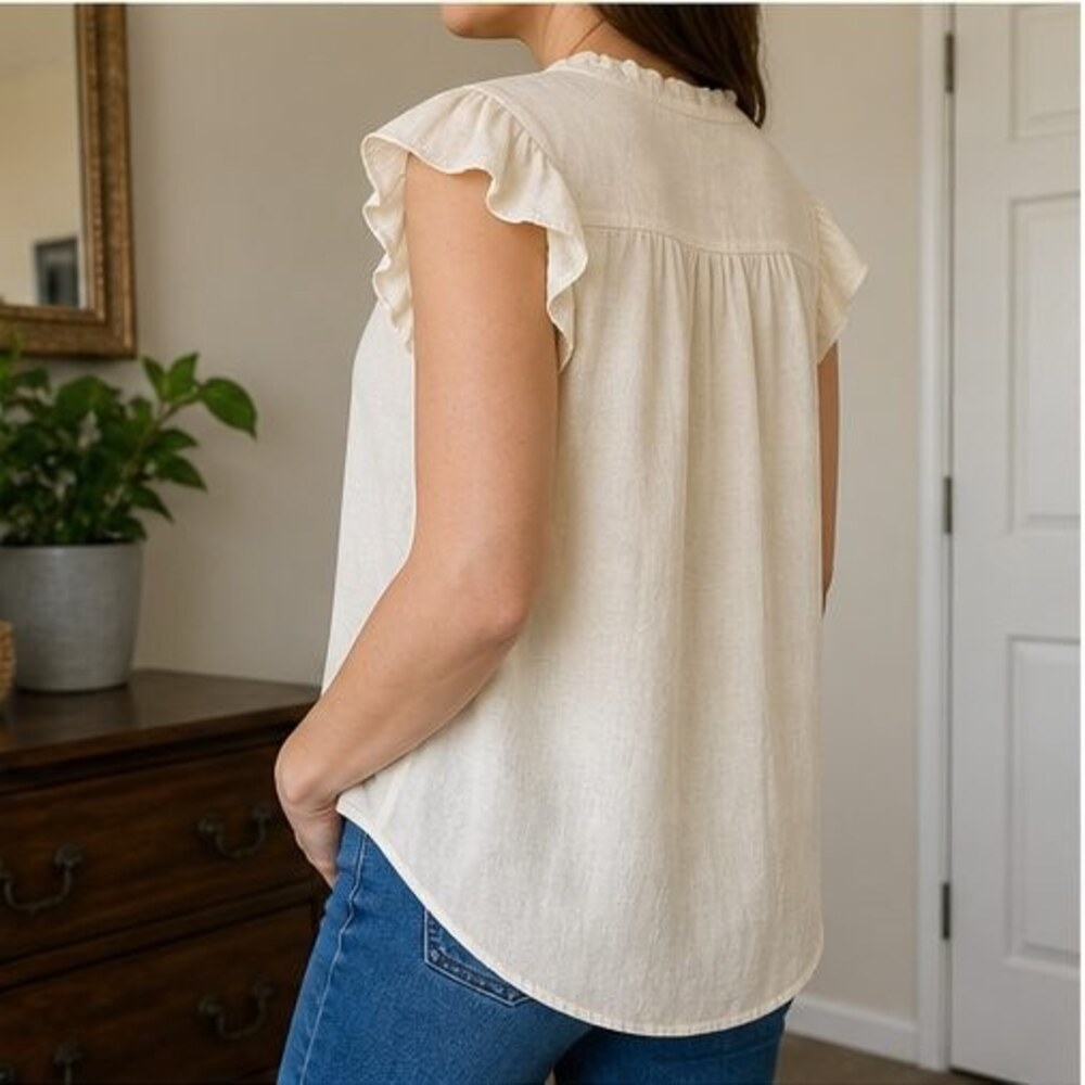 Cream Ruffle Blouse - Picture 3 of 6